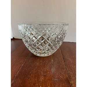 Ceska Crystal Bowl Diamond‎ Cut Scalloped Edge Starburst Base 8 Inch Centerpiece